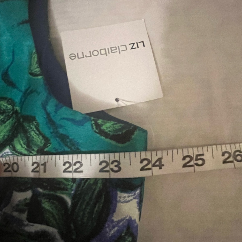 NWT Liz Claiborne Fit & Flare Floral Blue and Green Sleeveless Dress, size 16 - Picture 6 of 9